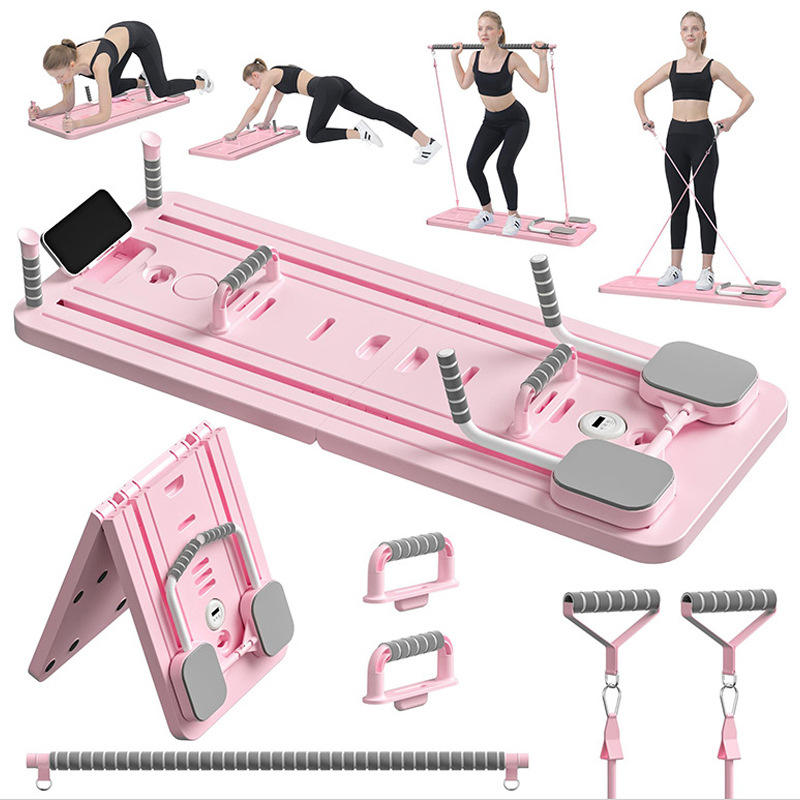 Planche de Pilates Pliable Multifonction - vue complète du produit et accessoires