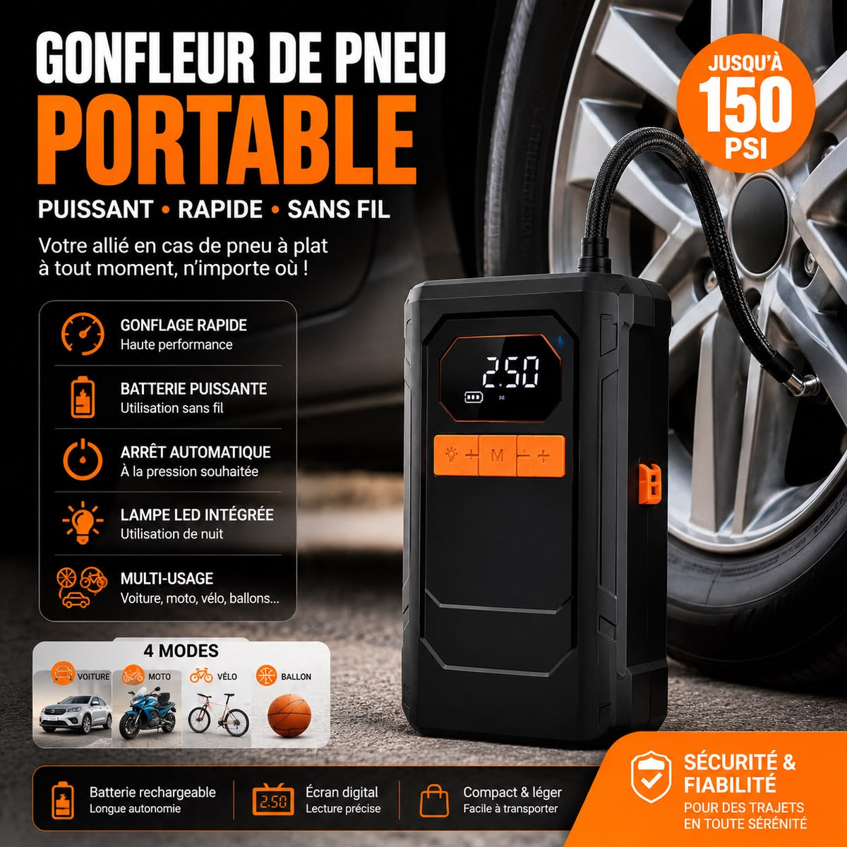 ✅compresseur d'air portable rechargeable