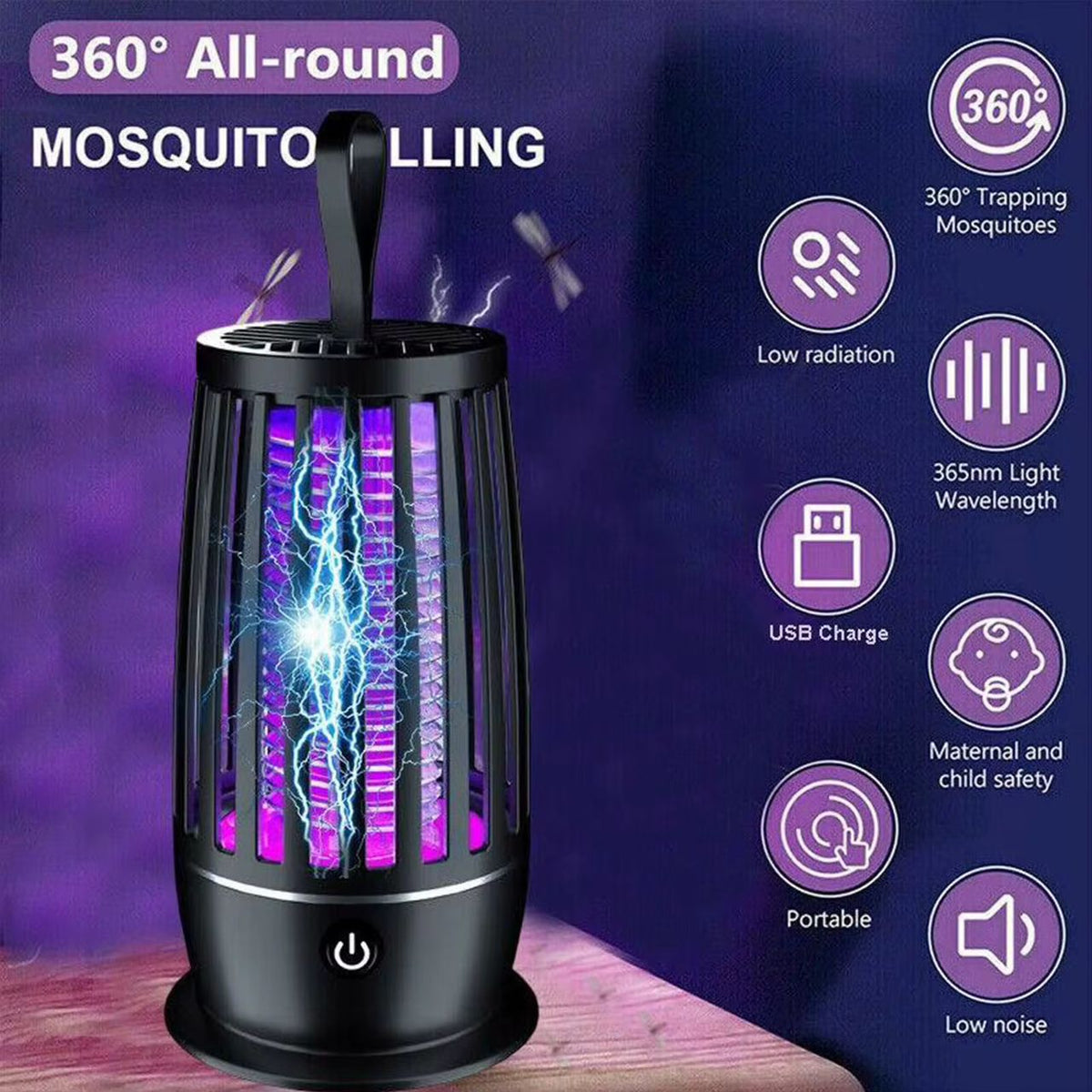 Lampe anti-moustiques électrique portatif rechargeable