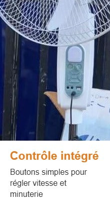 Contrôle intégré - boutons simples pour régler vitesse et minuterie
