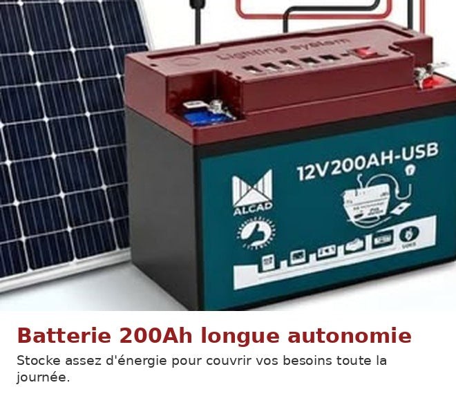 Batterie 200Ah longue autonomie ALCAD - stocke l'énergie pour toute la journée