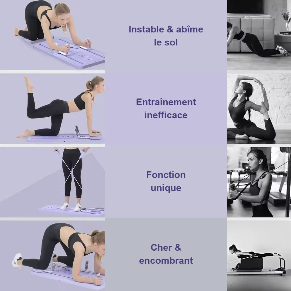 Planche de Pilates polyvalente comparée aux équipements de sport encombrants et coûteux